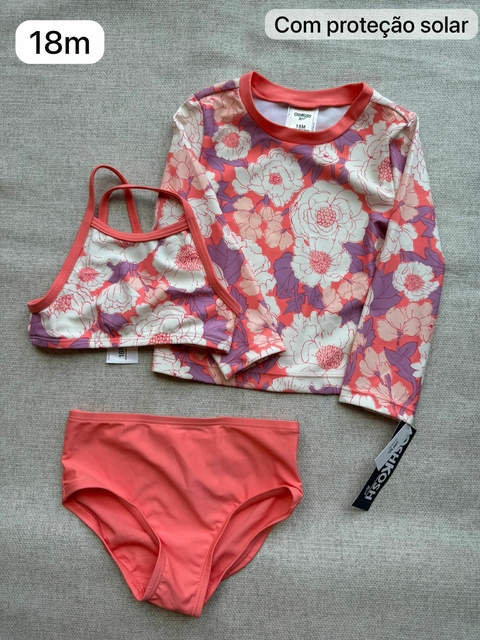 Roupa de piscina Trio manga longa com proteção solar - 18m