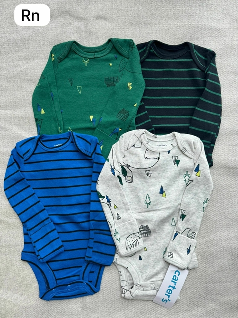 Kit de bodies verde manga longa - RN
