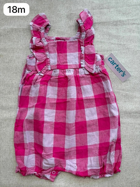 Romper xadrez pink - 18m