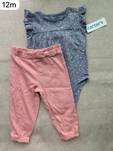 Conjunto body flores com calça - 12m