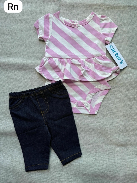 Conjunto body com calça rosa claro - Rn