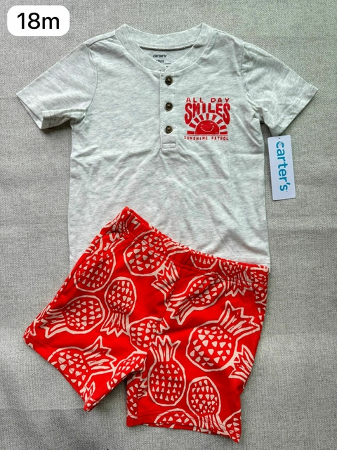 Conjunto camiseta com shorts abacaxi - 18m