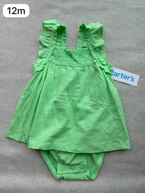 Romper vestido verde neon - 12m