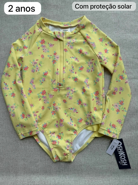 Roupa de piscina Maiô manga com proteção solar - 2 anos