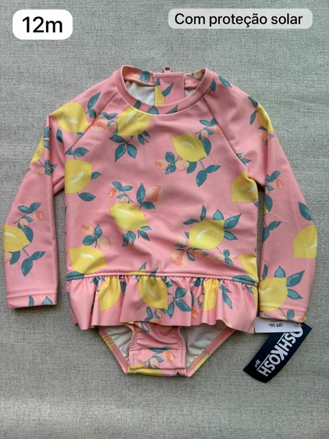 Roupa de piscina Maiô manga com proteção solar - 12m