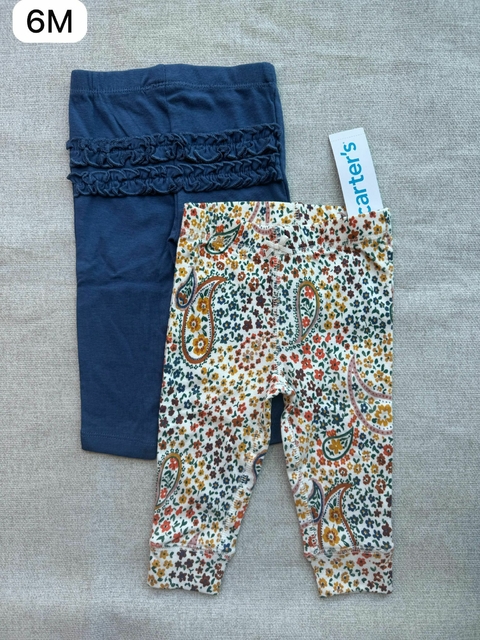Kit de calças flores marinho - 6m