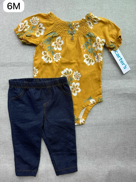 Conjunto body flores com calça - 6m