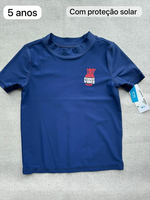 Camiseta avulsa com proteção solar marinho - 5 anos