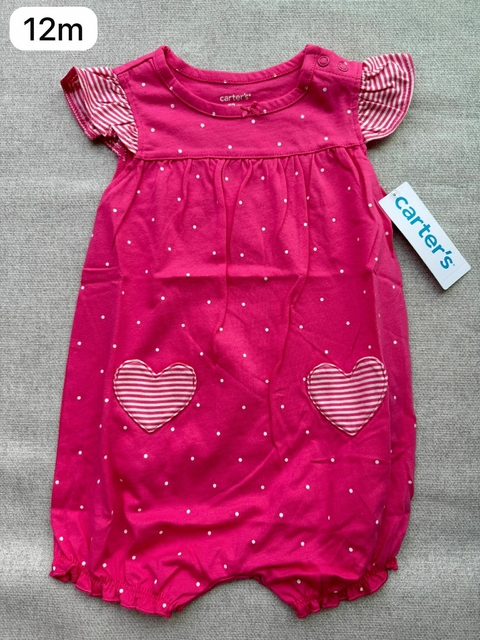 Romper pink coração - 12m