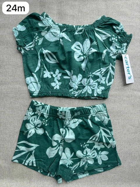 Conjunto blusa com shorts flores - 24m