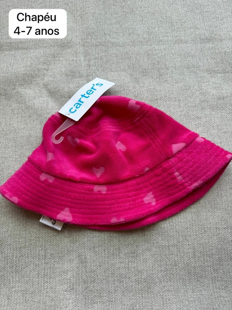 Chapéu para praia pink 4-7 anos