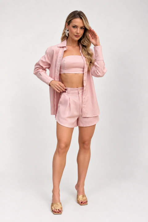 Conjunto Matilde com Top - Rosa
