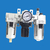 CONJUNTO LUBRIFIL DE AR MODELO JAC4000-04, MONTADO EM TRIO (FILTRO + REGULADOR + LUBRICADOR)