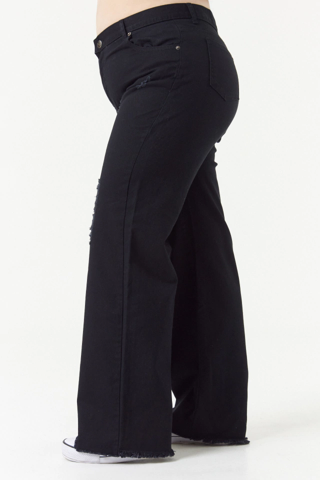 Imagen de Jean Wide Leg Negro con roturas