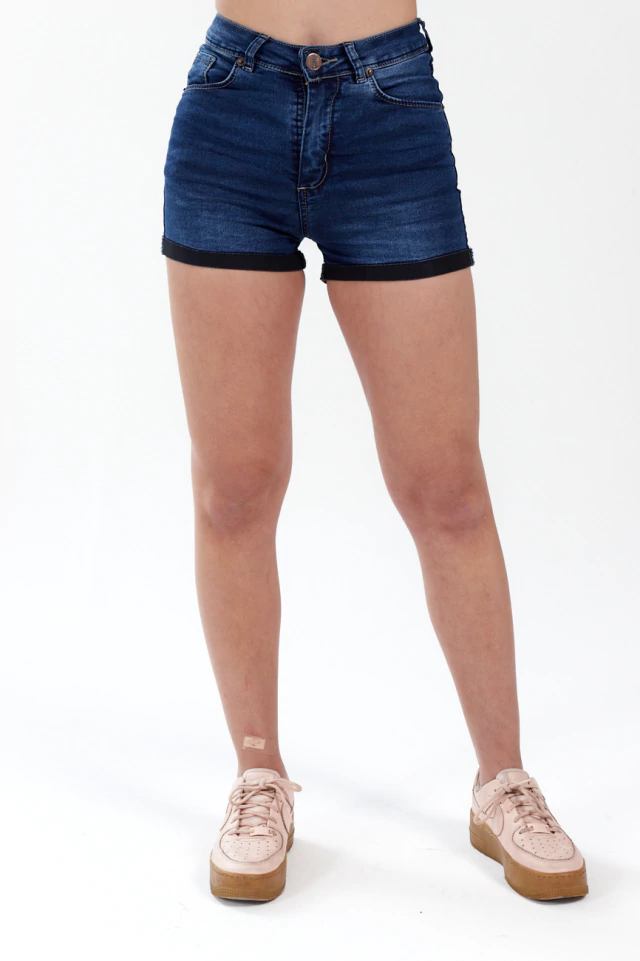 Imagen de Short elastizado azul tiro medio alto bio localizado con bigotes Blue dark