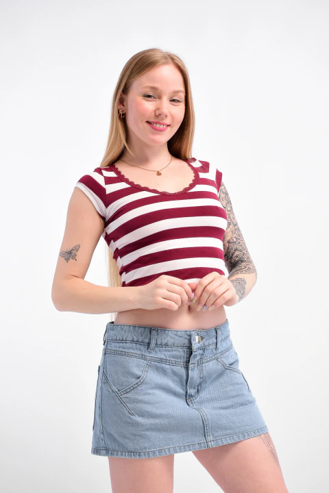 Short pollera con pinza Tela Rígida Celeste