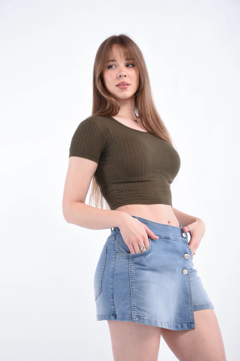 Short Pollera con tapa tela elastizada Celeste