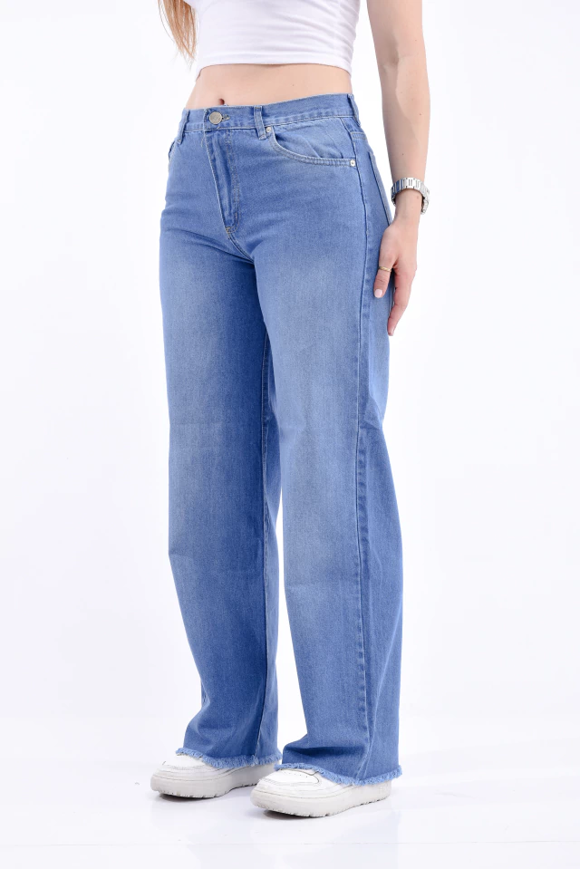 Jean Wide Leg Celeste Desflecado en internet