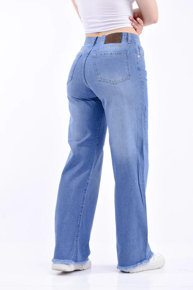 Jean Wide Leg Celeste Desflecado - Bless Jeans