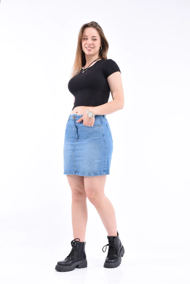 Pollera Corta Rígida Stone - Bless Jeans