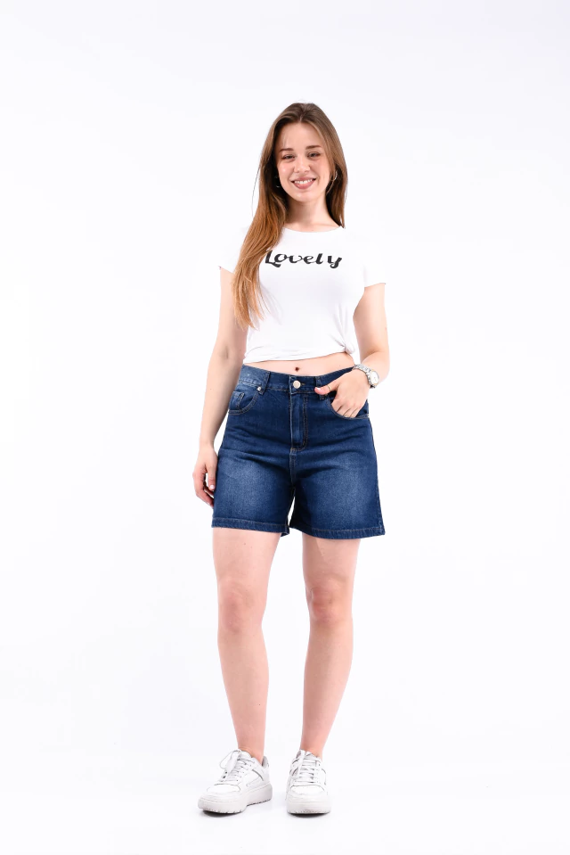 Short Azul Rígido Localizado - tienda online