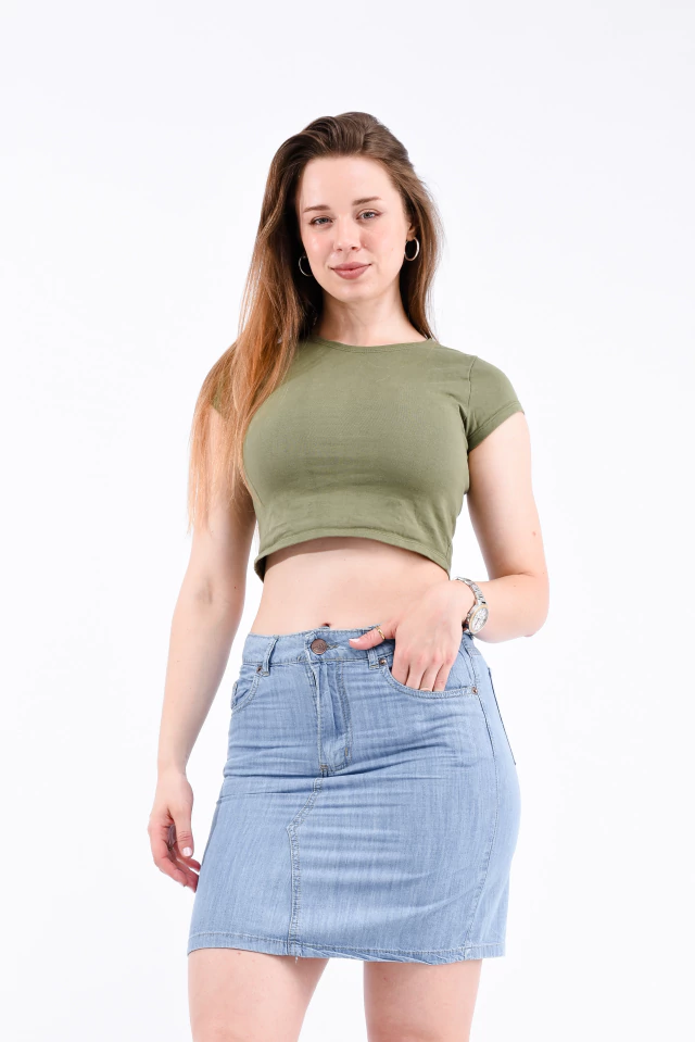 Pollera Corta Liviana Celeste - Bless Jeans