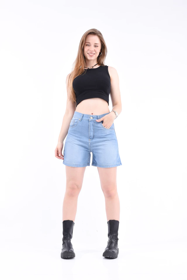 Short Celeste Rígido Localizado - tienda online