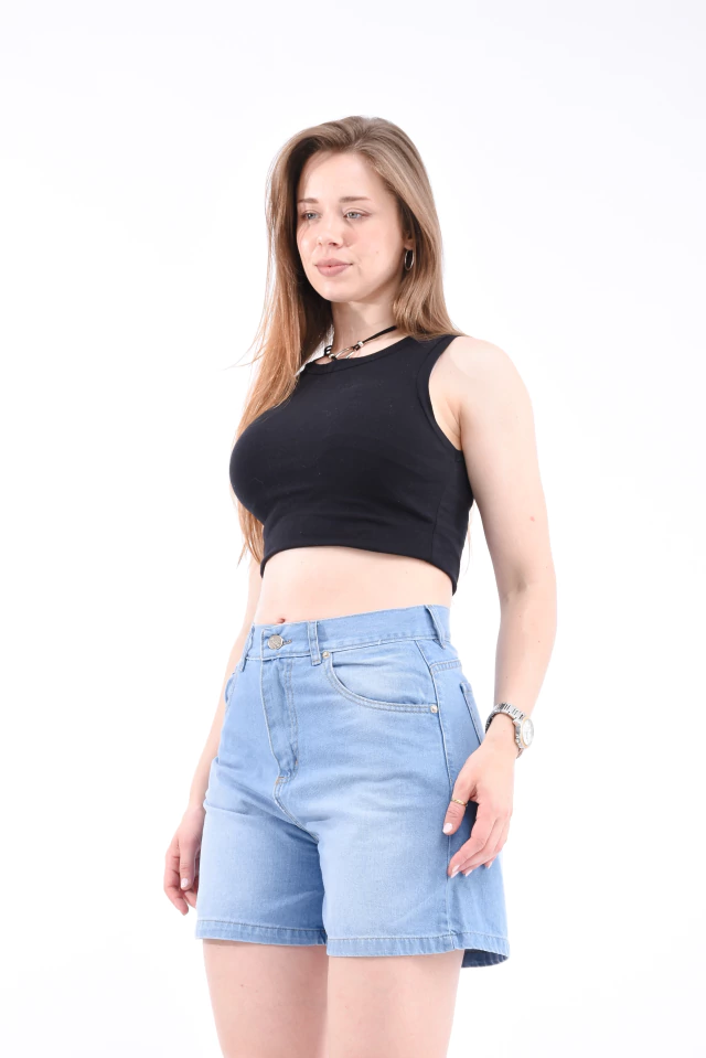 Short Celeste Rígido Localizado - Bless Jeans