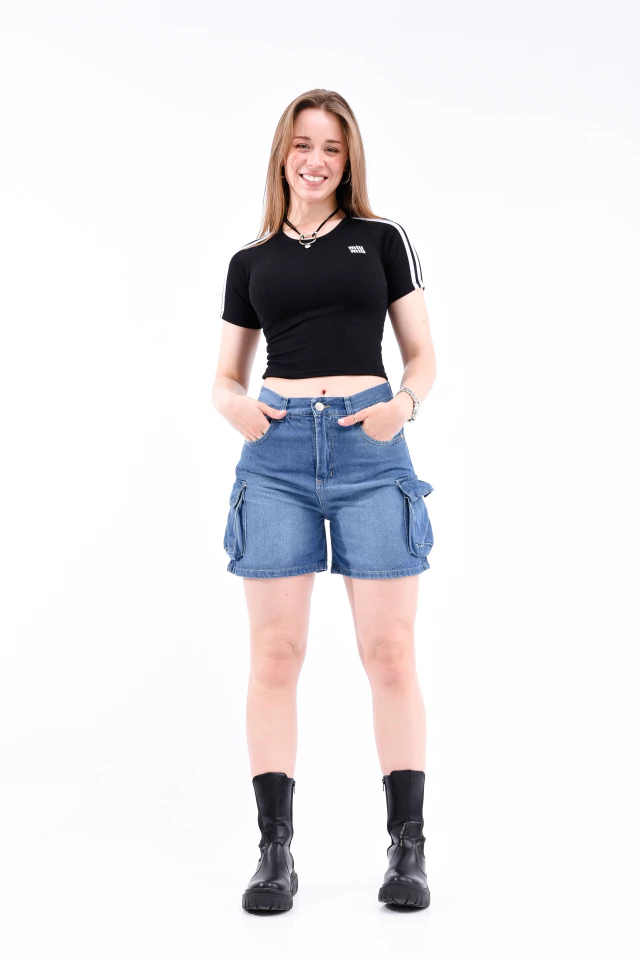 Short Cargo Celeste Rígido - tienda online