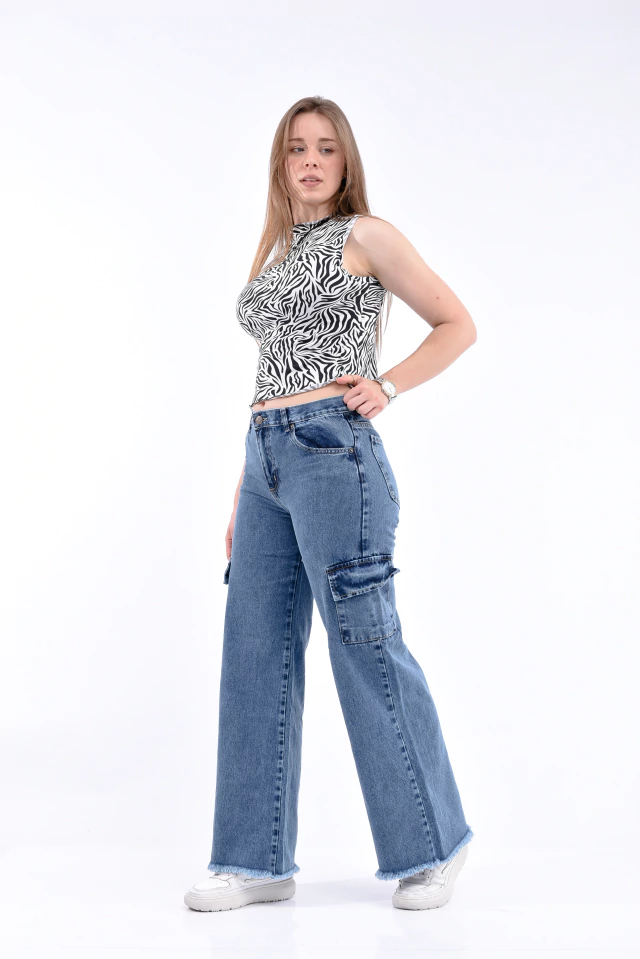 Imagen de Jean Wide Leg Oxford Cargo Nevado