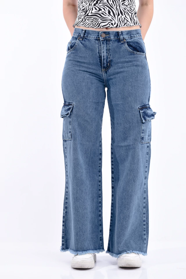 Jean Wide Leg Oxford Cargo Nevado