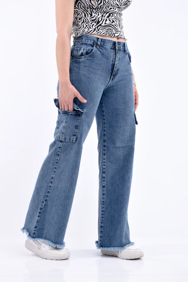 Jean Wide Leg Oxford Cargo Nevado en internet