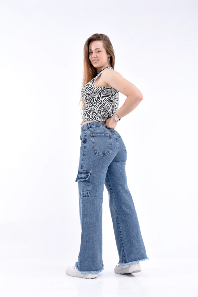 Jean Wide Leg Oxford Cargo Nevado