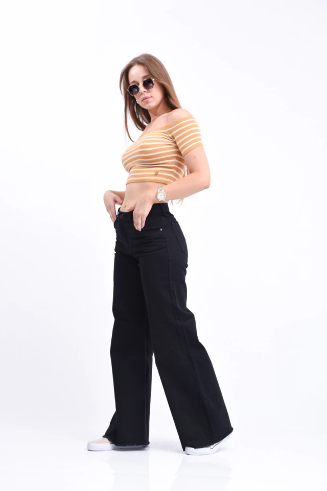 Jean Wide Leg Negro estático localizado - tienda online