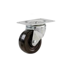 RUEDA GOMA NEGRA BASE GIRATORIA 40MM