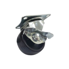 RUEDA NEGRA BASE GIRATORIA 30MM CON FRENO