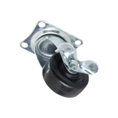 RUEDA GOMA NEGRA BASE GIRATORIA 40MM CON FRENO