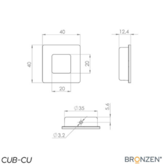 CUBETA A. INOXIDABLE CUADRADA 40X40MM BRONZEN - comprar online