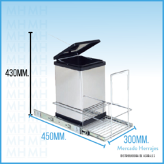 PORTA RESIDUO ACERO INOX CON CANASTO - comprar online