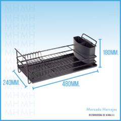 ESCURREPLATO APOYAR CON CUBIERTERO NEGRO MATE - comprar online