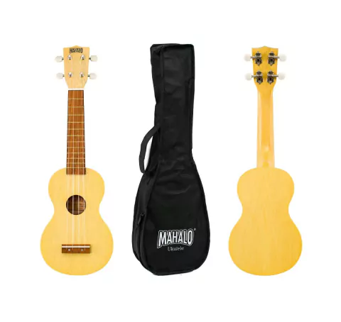 Ukelele Soprano Mahalo MK1 con Funda Madera Cuerdas Nylon Amarillo