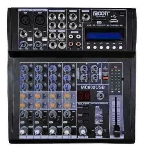 Consola Moon Mc602usb Mixer De 6 Canales Con Usb Y Phantom