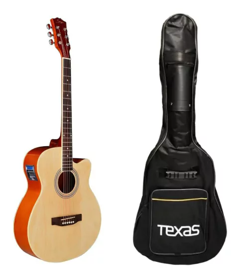 Guitarra Electro Acustica Texas Ag10 Eq Afinador Funda