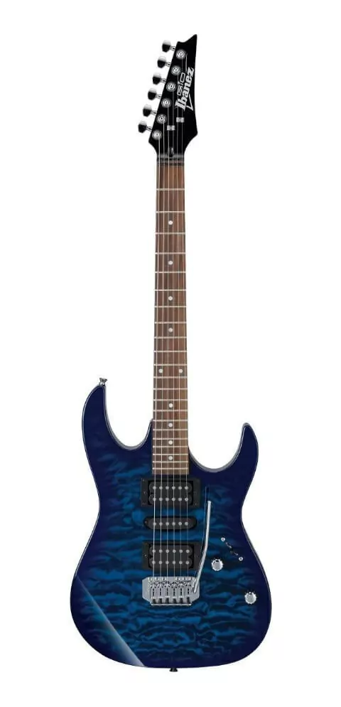 Guitarra Electrica Ibanez GRX70QATBB Transparent Blue Tipo Stratocaster
