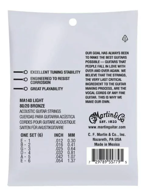Encordado Para Guitarra Acustica Martin&co Sp 80/20 012-054