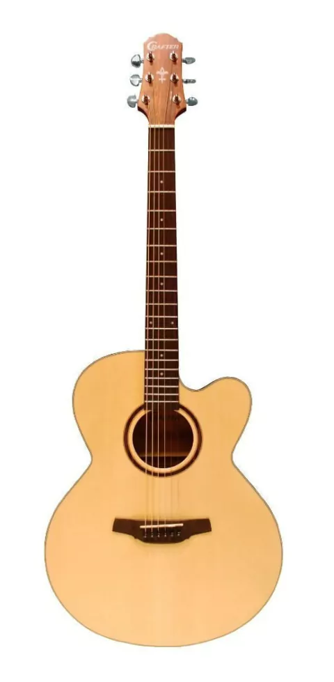 Guitarra Acustica Jumbo Con Corte Eq Crafter Hj-100ce Pino