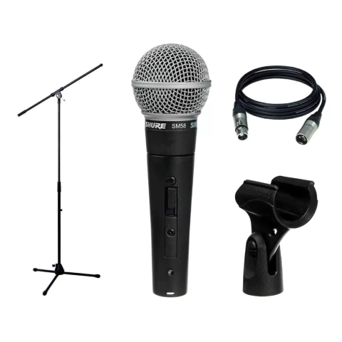 Microfonos Para Voces Shure SM58 Combo Con Soporte Y Cable
