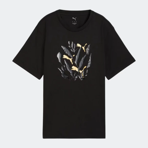 Remera Puma Graphic Relaxed Leaf Mujer Negro - comprar online