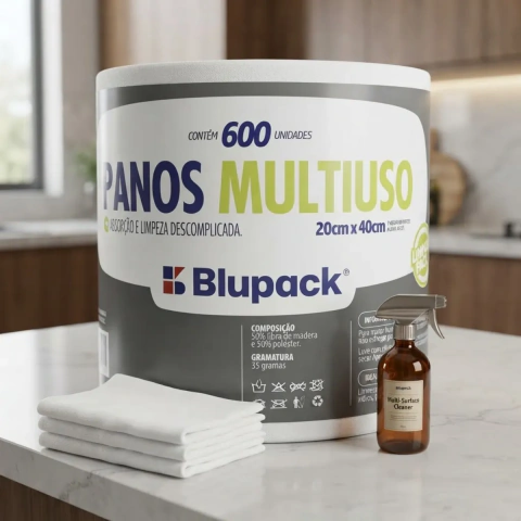 Rolo 600 Pano Multiuso Blupack Slim 20x40 240m Branco