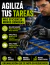 Hombre con guantes táctiles Roguant antideslizantes organizando piezas metálicas en cajas azules en un taller o depósito. el proveedor en linea . maxi bellot diseño